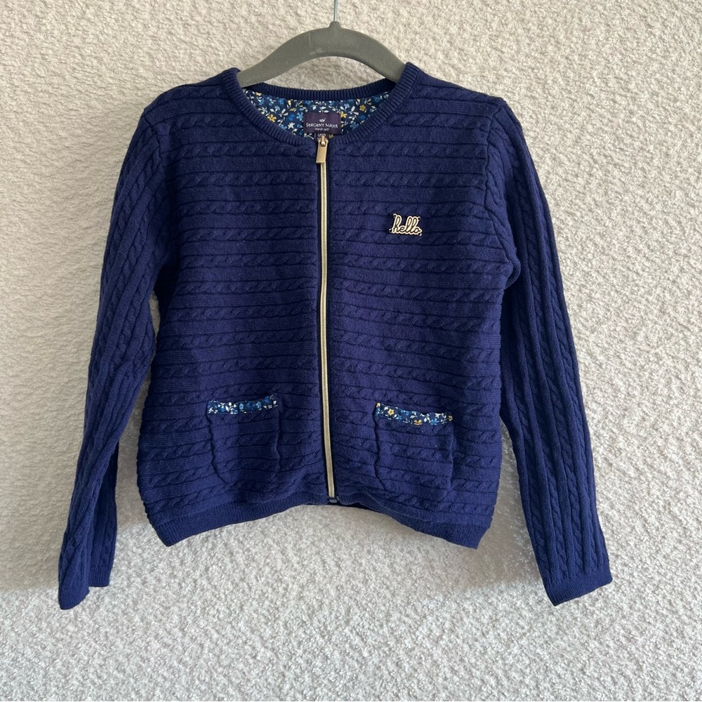 Sergent Major Toddler Girl Kids‎ Blue Zipper Cardigan Sweater Hello Size 5